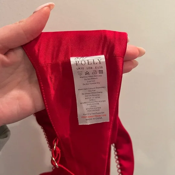 Oh Polly Red Sweetheart Long Sleeve Bodycon Dress - Picture 10 of 12